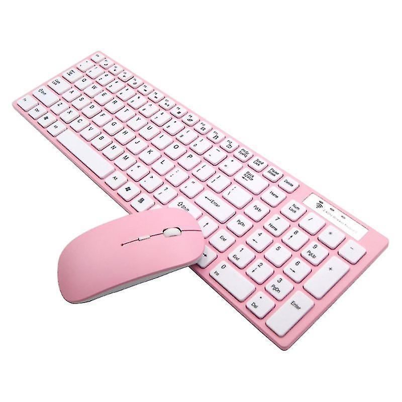 Generic Universal Silent Ultra-thin 2.4g Wireless Keyboard And Mouse Set For Laptop Pc Computer Pink