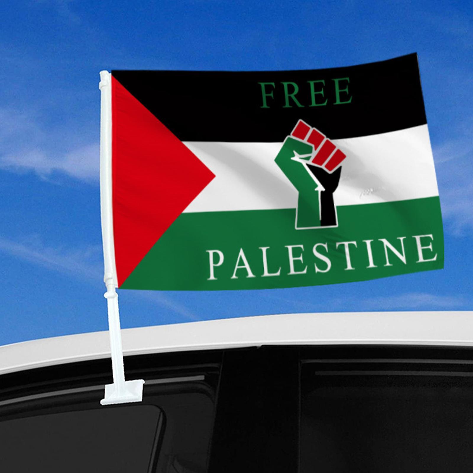 Hoh Palestine Car Flag, Palestinian Car Flag For Car Window With Palestine Flag And Car Flag Pole, 18" X 12" Free Palestine Flag F 2Pcs