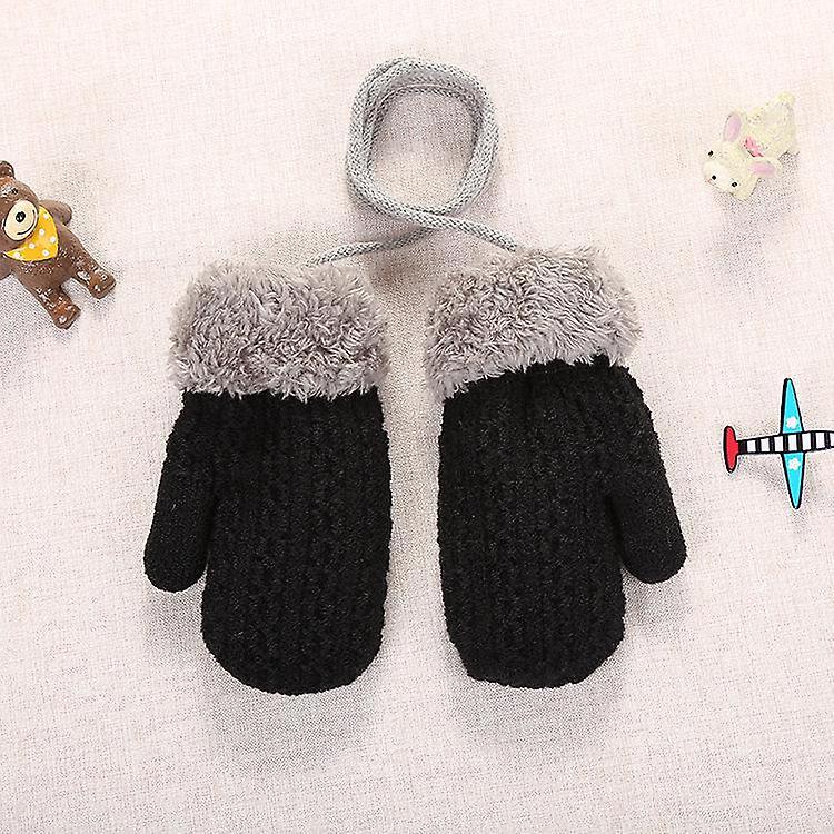 Slowmoose Knitted Warm Gloves-woolen Mittens For Newborn Black