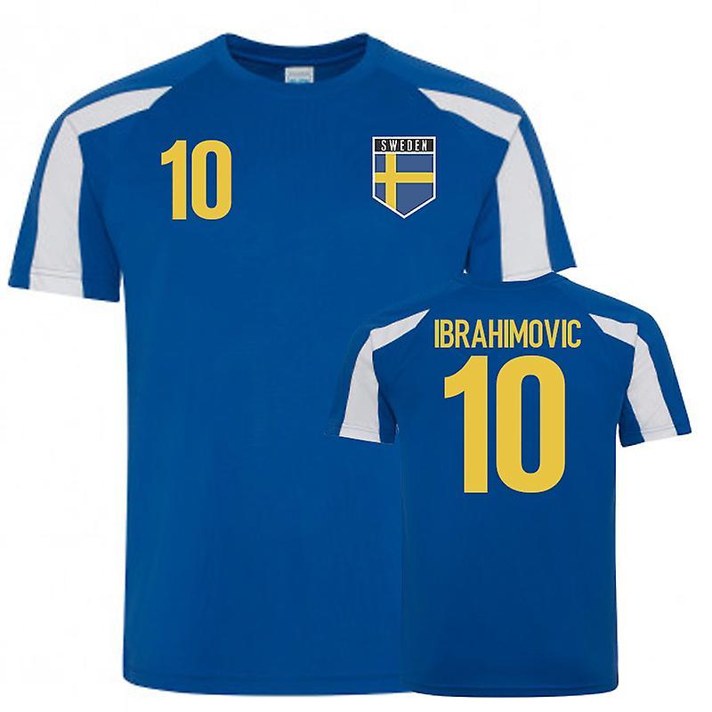 UKSoccerShop Sweden Sports Style Training Jerseys (Ibrahimovic 10) Blue Large (42-44 inch)