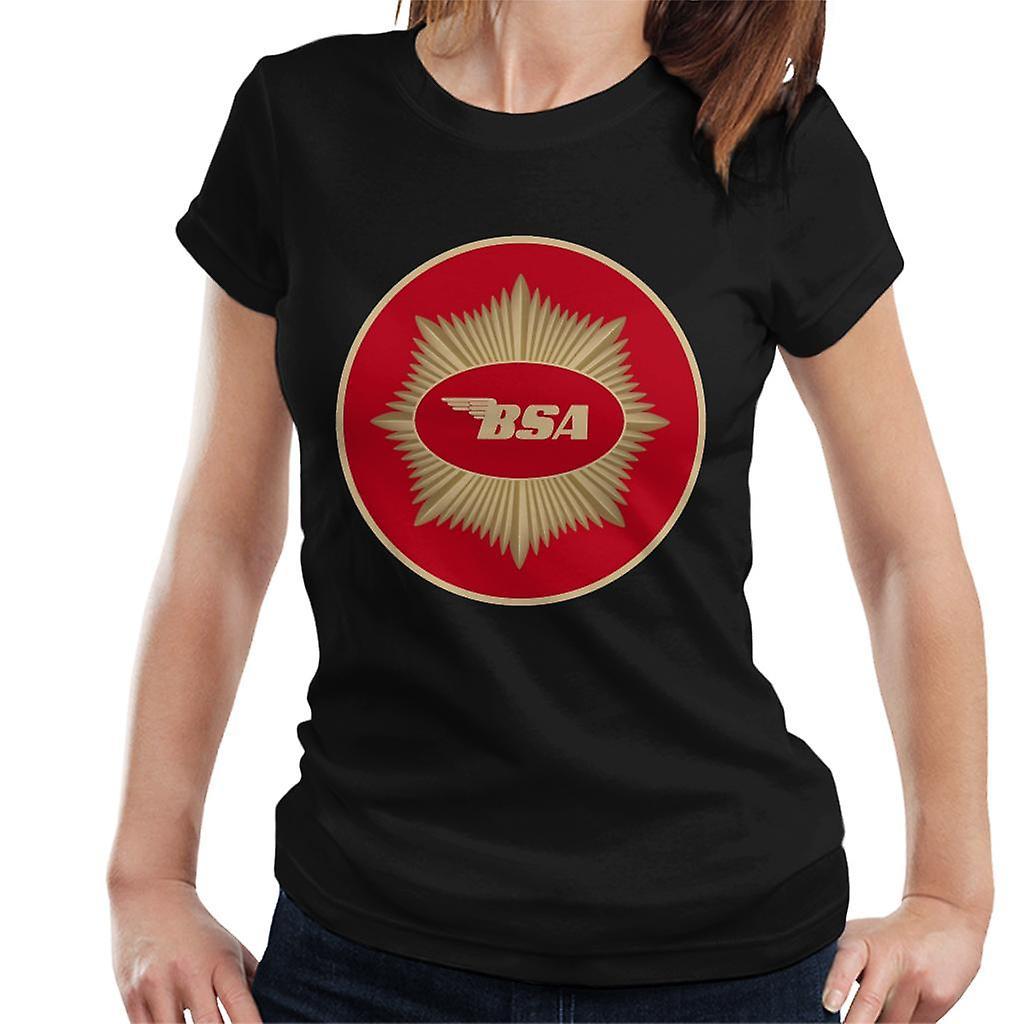 BSA Motorcycle Red Logo Women's T-Shirt Black Large