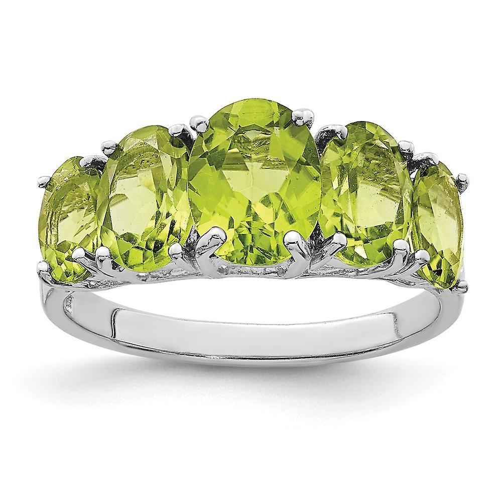 JewelryWeb 925 Sterling Silver Rhodium Peridot Love Heart Ring Measures 2mm Wide Jewelry for Women - Ring Size: 6 to 8 7