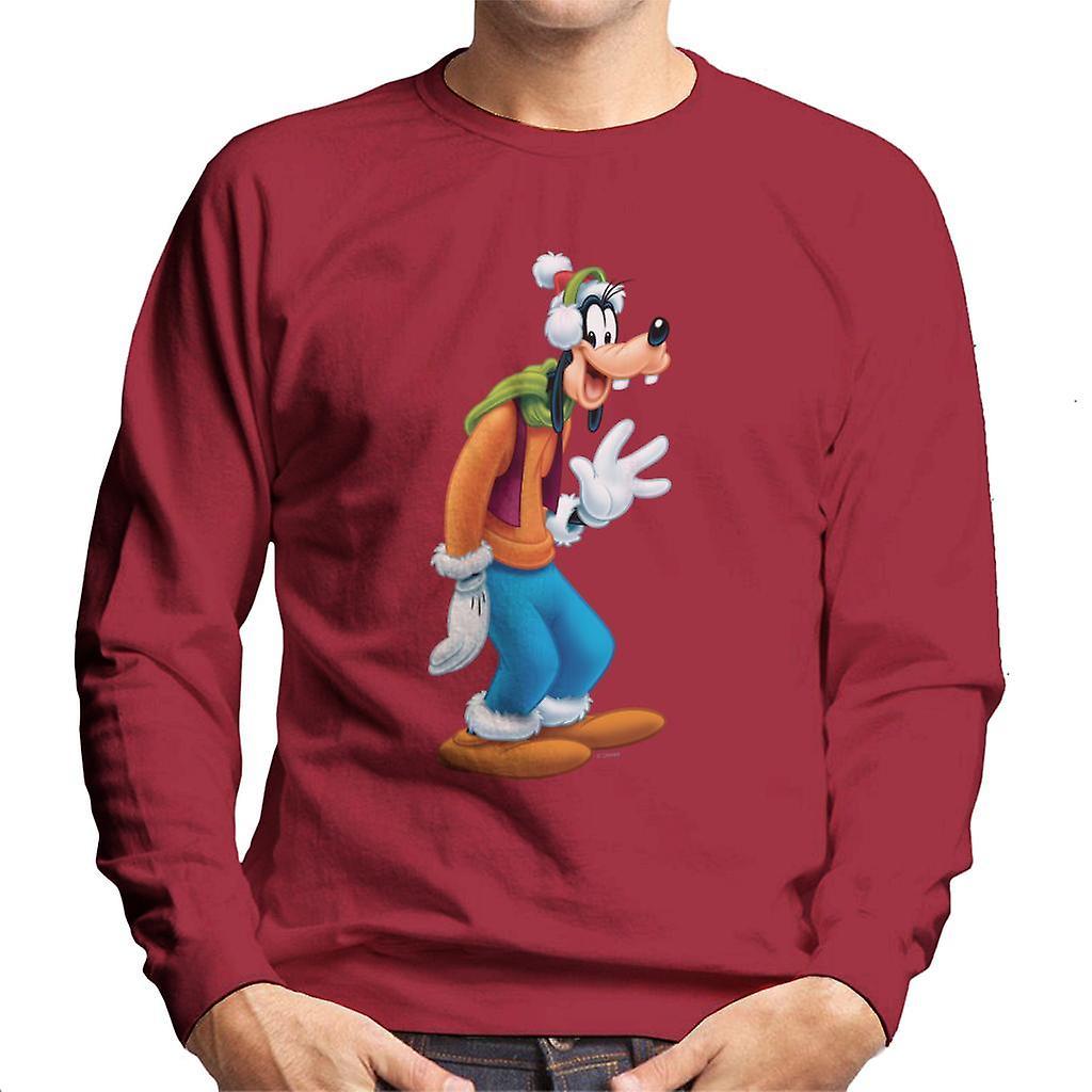 Disney Christmas Goofy Festive Wave Men's Sweatshirt Cherry Red X-Large