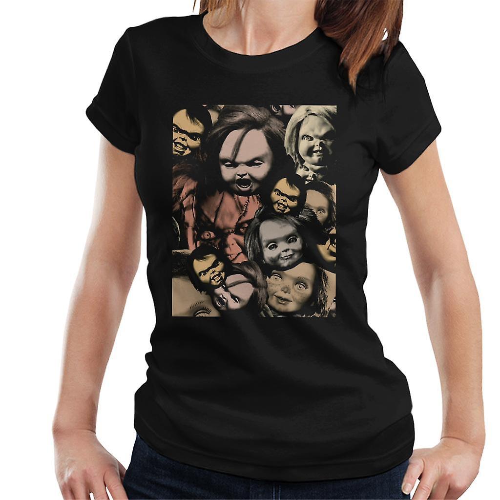 Chucky Scary Face Montage Women's T-Shirt Black Small