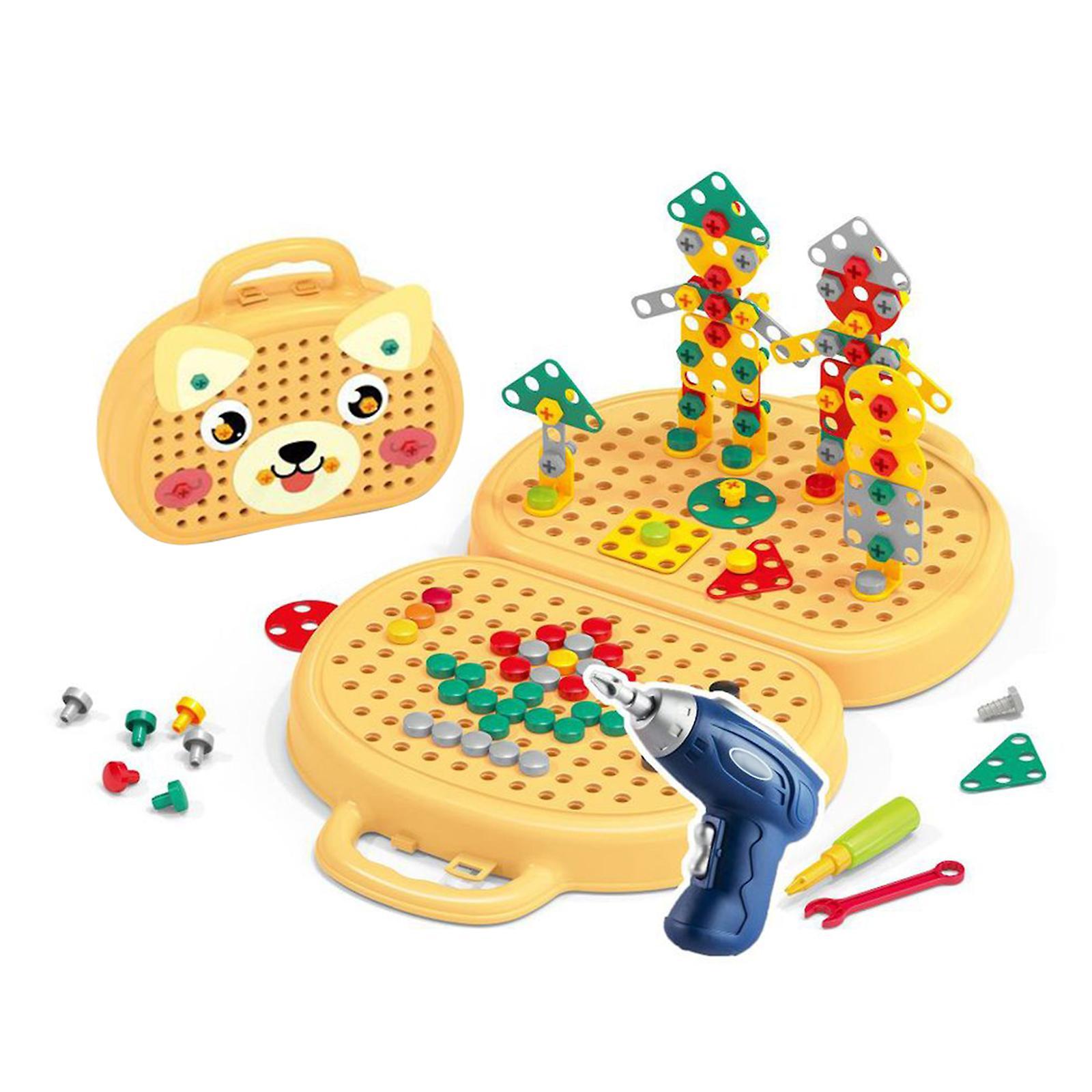 Favrison Baby Puzzle Toy Tools Assembling Tool Box Electric Screwdriver Screwing Screw Children's Repair Tool Box Toys puppy