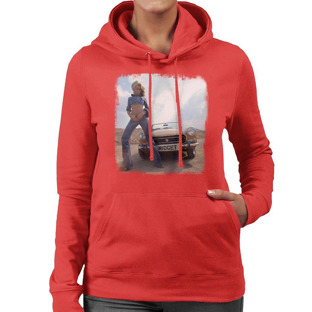 MG Midget British Motor Heritage Women's Hooded Sweatshirt Red X-Large