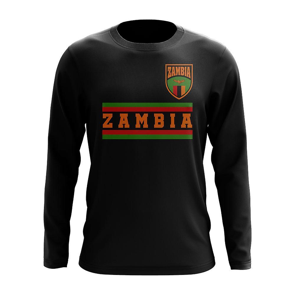 UKSoccerShop Zambia Core Football Country Long Sleeve T-Shirt (Black) XXLW