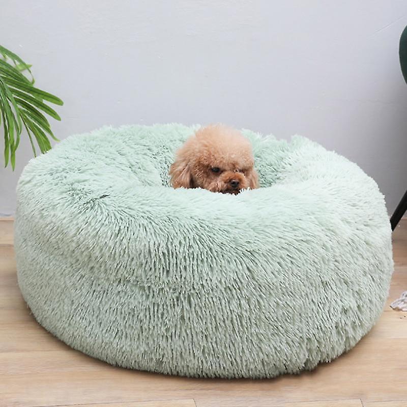 Slowmoose Soft Plush Dog Bed - Round Shape Sleeping Bag, Winter Warm Beds Green 4XL Diameter 110cm