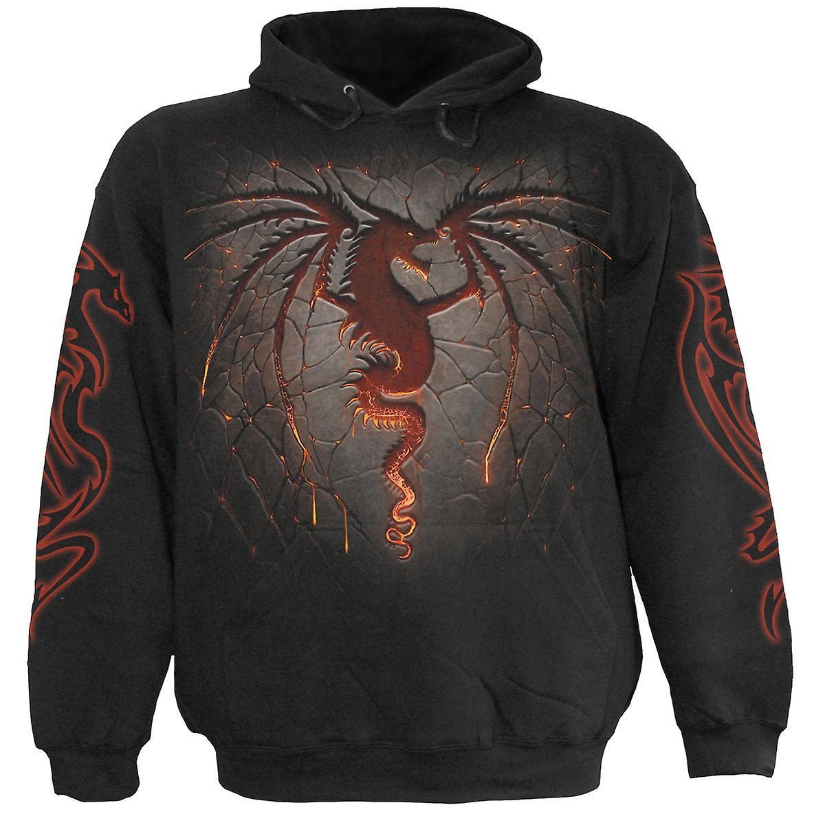 Spiral Direct Gothic DRAGON FURNACE - Hoody Black |Dragon|Wings|Flames XX Large