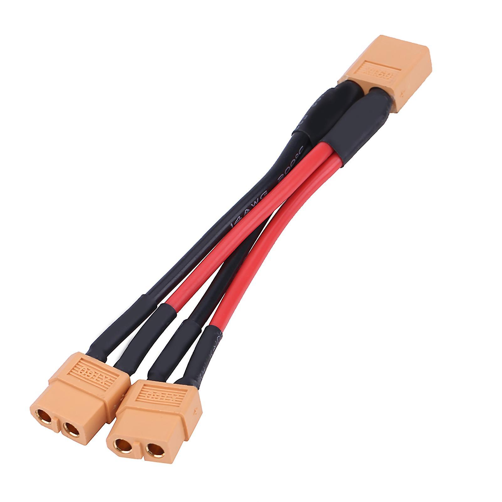 XT60 Parallel Battery Pack Adapter XT60 Parallel Adapter with 14AWG Cable - 1 Male to 2 Female RC Lipo Battery Connector