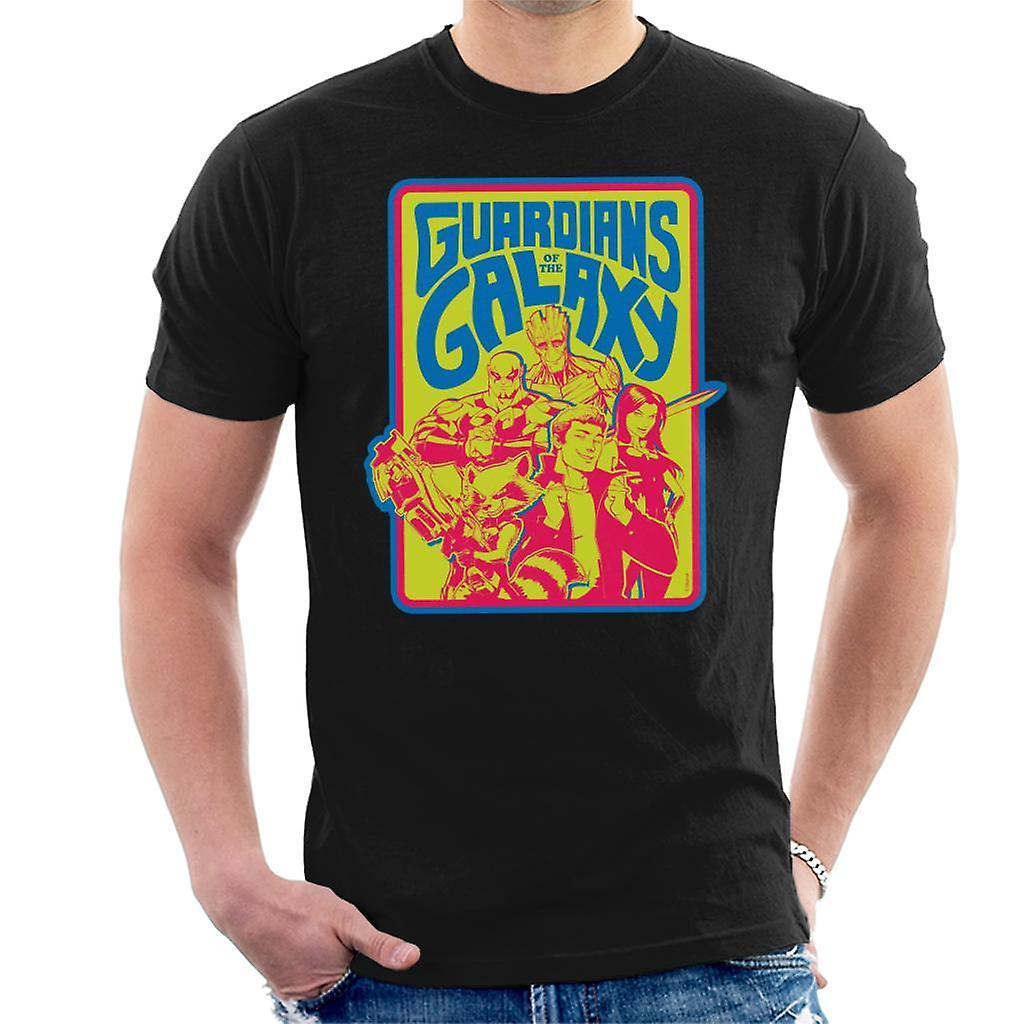 Marvel Guardians Of The Galaxy Retro 70s Men's T-Shirt Black XX-Large