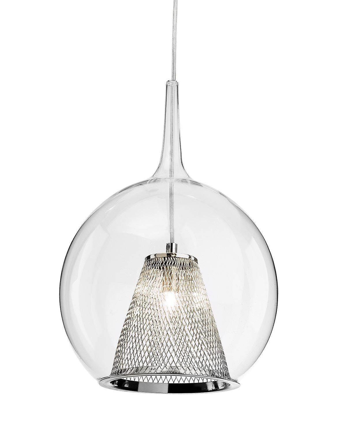 Firstlight Lighting Arlo 1 Light Ceiling Pendant Chrome, Clear Glass, G9