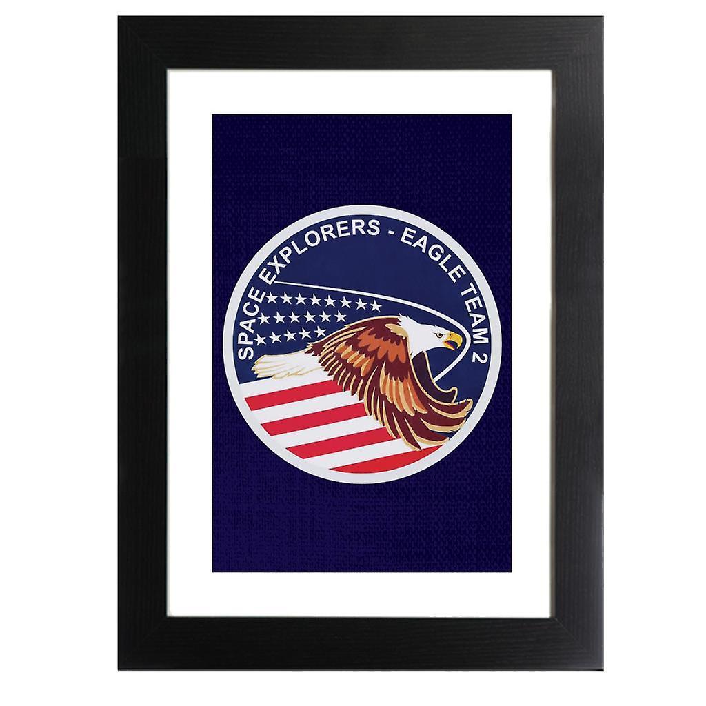 NASA STS 51I Space Shuttle Discovery Mission Patch Framed Print Navy Blue 39 x 52 cm