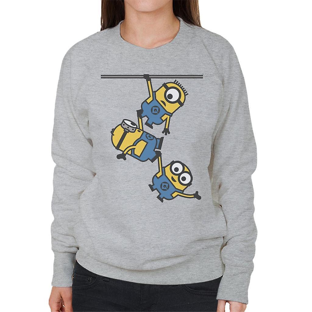 Despicable Me Bob Stuart And Dave The Minions Hanging Women's Sweatshirt Heather Grey Large