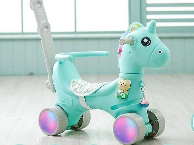 Slowmoose Unicorn Rocking Horse Cart, Thickening Chassis Rocking Horse Green1