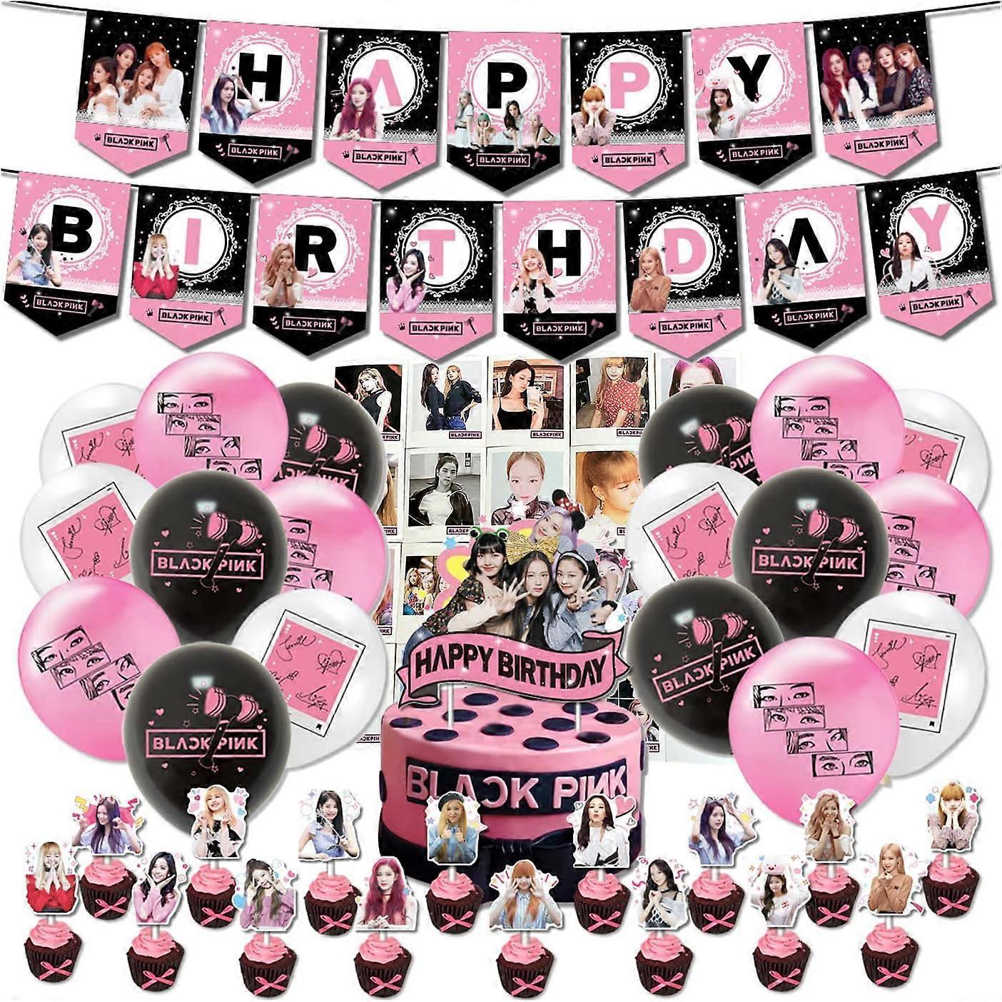 Heyone Blackpink Party Supplies for Fans Birthday Party Decorations - 1 Blackpink Party Banner 18 Blackpink Party Balloons 17 Blackpink Cake Topper...