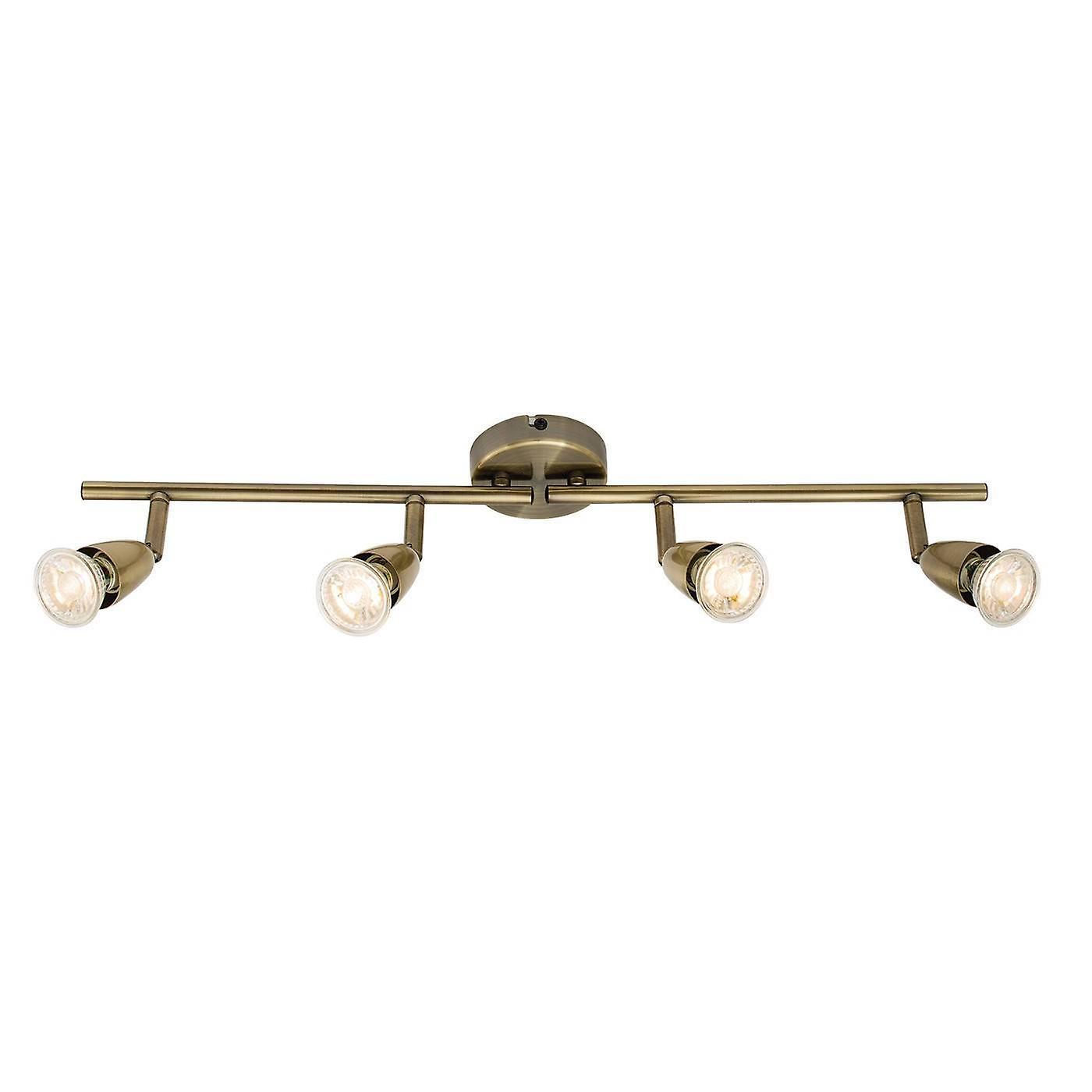 Endon Lighting Amalfi Adjustable 4 Light Spotlight Antique Brass, GU10