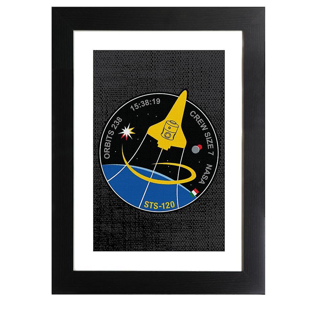 NASA STS 120 Shuttle Mission Imagery Patch Framed Print Black 39 x 52 cm