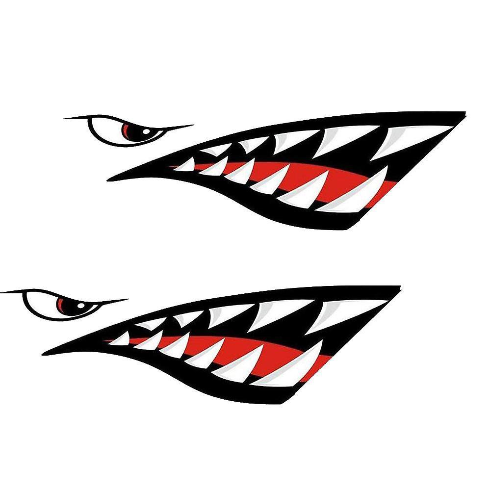 KAKENTH 2Pcs Waterproof Funny Shark Teeth Mouth Rowing Kayak Boat Sticker Decals Decor 1