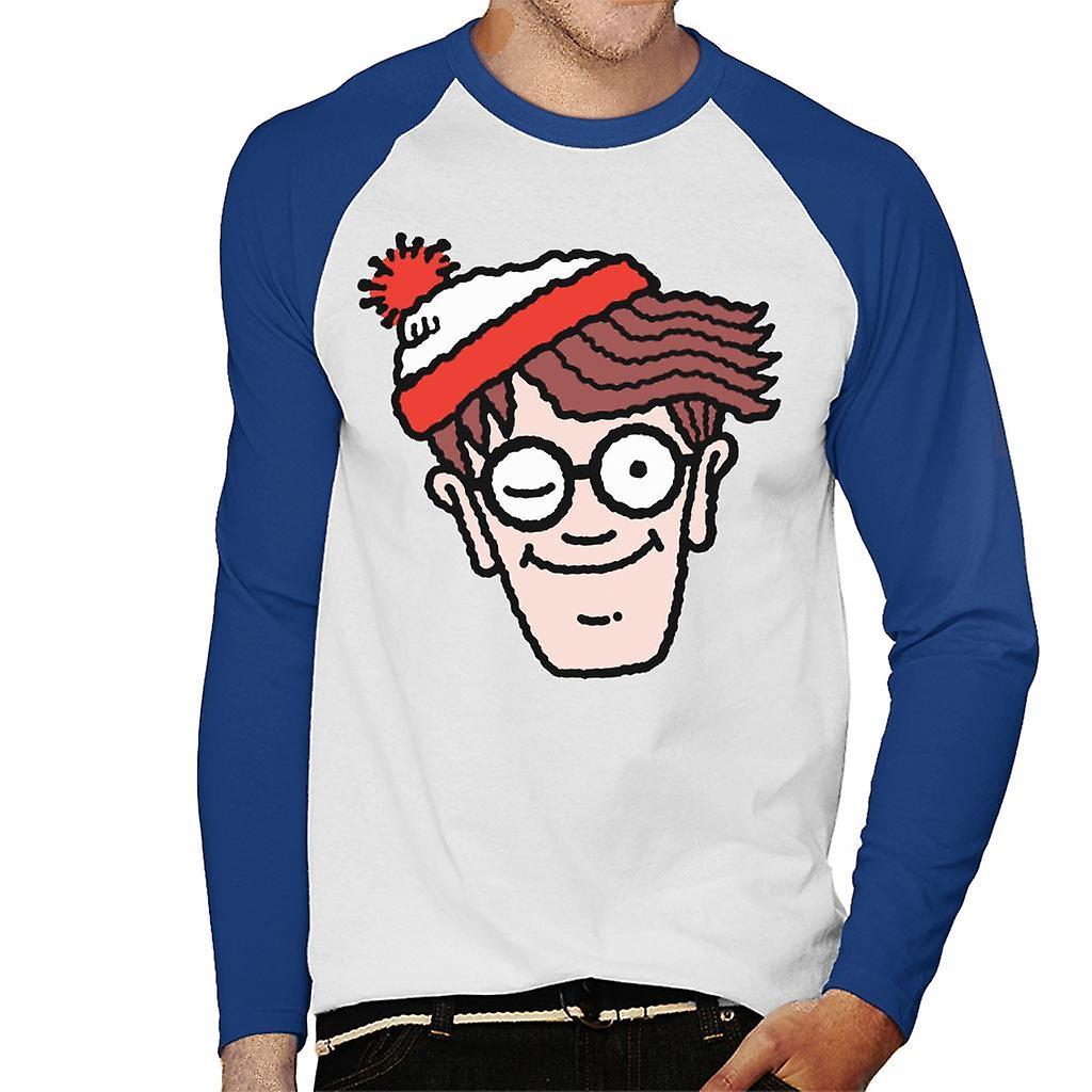 Wheres Wally Where's Wally Winking Men's Baseball Long Sleeved T-Shirt White/Royal X-Large