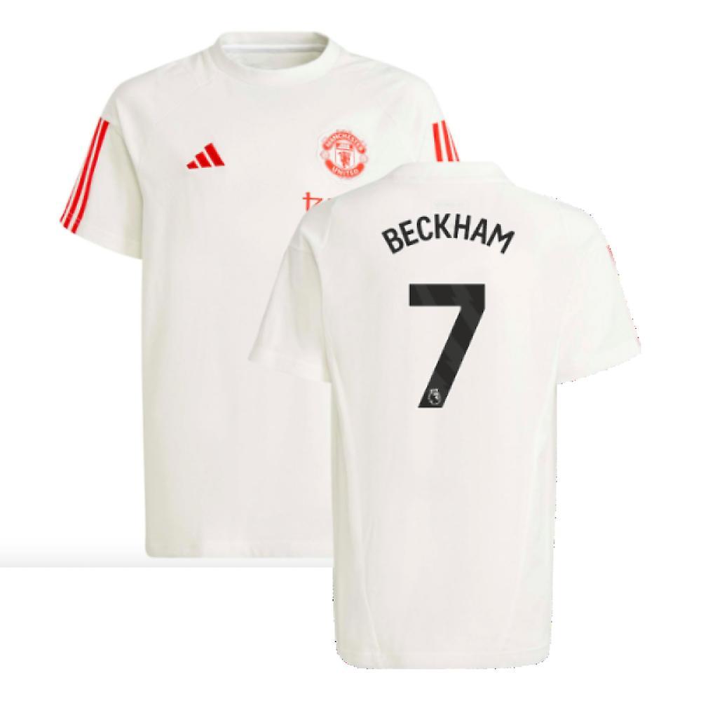 Adidas 2023-2024 Man Utd Training Tee (White) - Kids (Beckham 7) 7-8 Years - 26-28 inch - 71cm