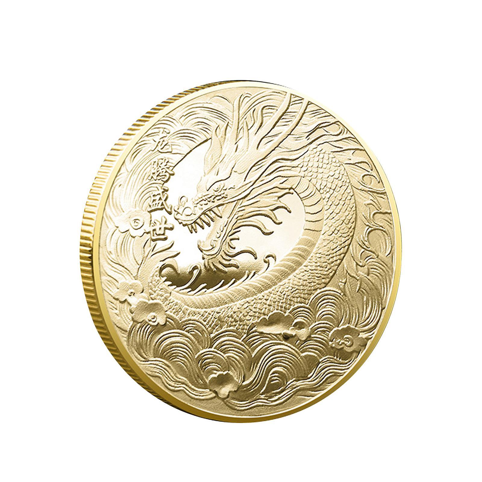 unbrand Dragon Coin, Chinese Luck Dragon Coin, 2024 Plated Commemorative Challenge Coin With Chinese Letters, New Year Gifts For Children, Friends,...