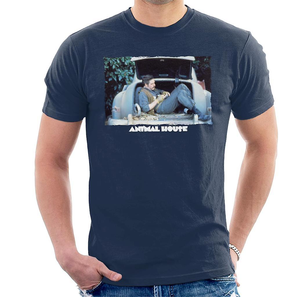 Animal House Daniel Simpson Sitting In Car Boot Men's T-Shirt Navy Blue XX-Large