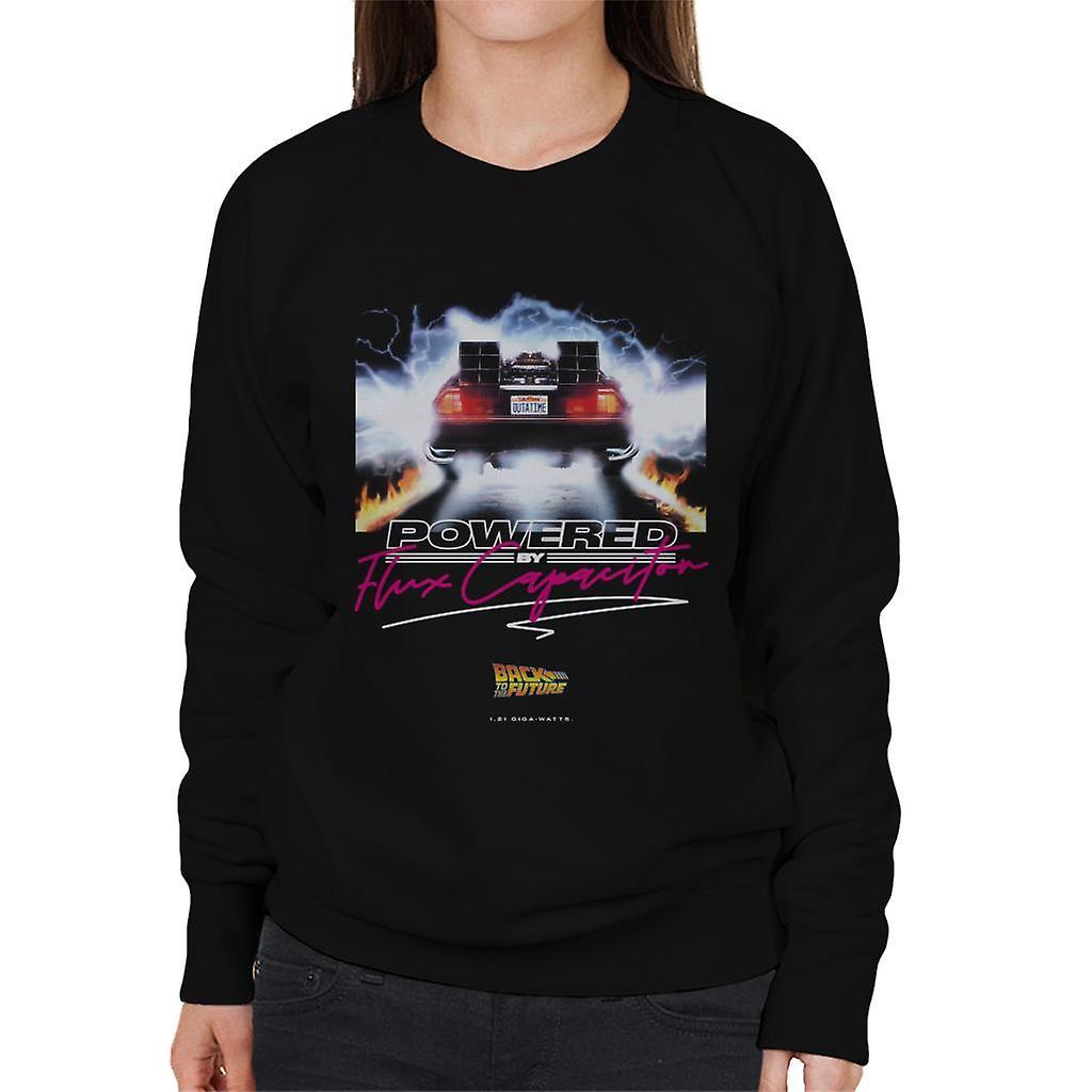 Back to the Future Delorean Powered By Flux Capacitor Women's Sweatshirt Black Small