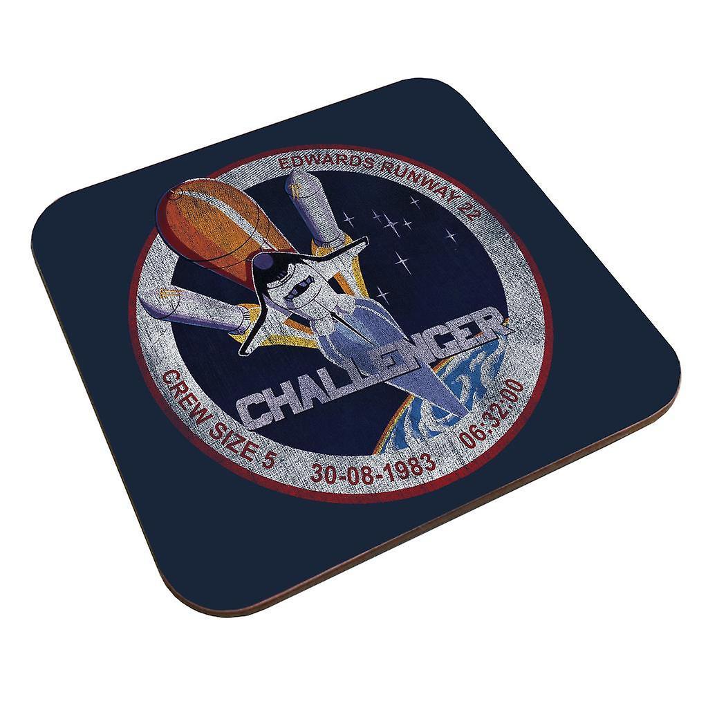 NASA STS 6 Challenger Mission Badge Distressed Coaster Navy Blue 9 x 9 cm