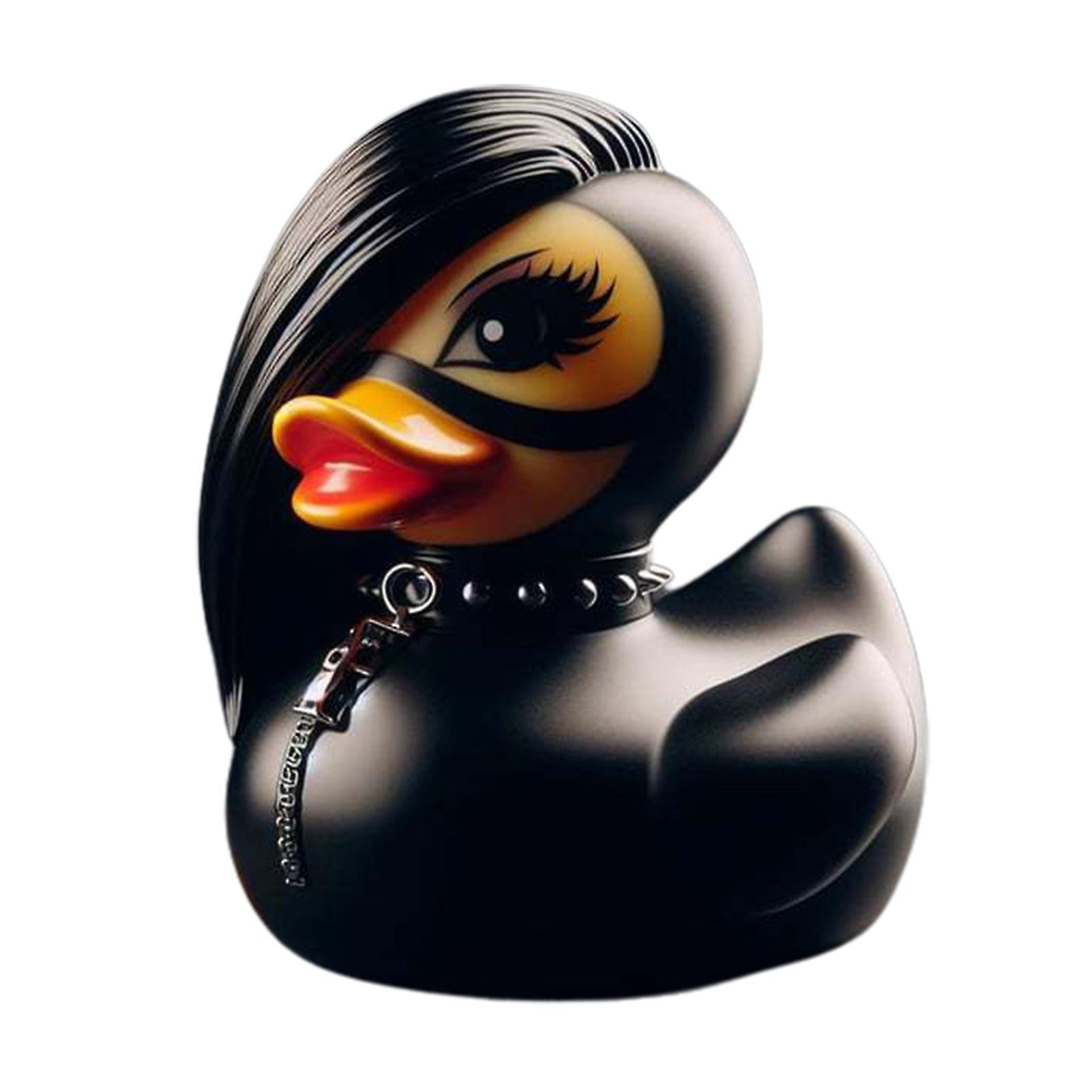 Somerway Punk Duck Figurine Gothic Deathrock Black Duck Resin Statue Ornament Model Figure Sculpture Toy Home Office Desktop Decoration Christmas G...