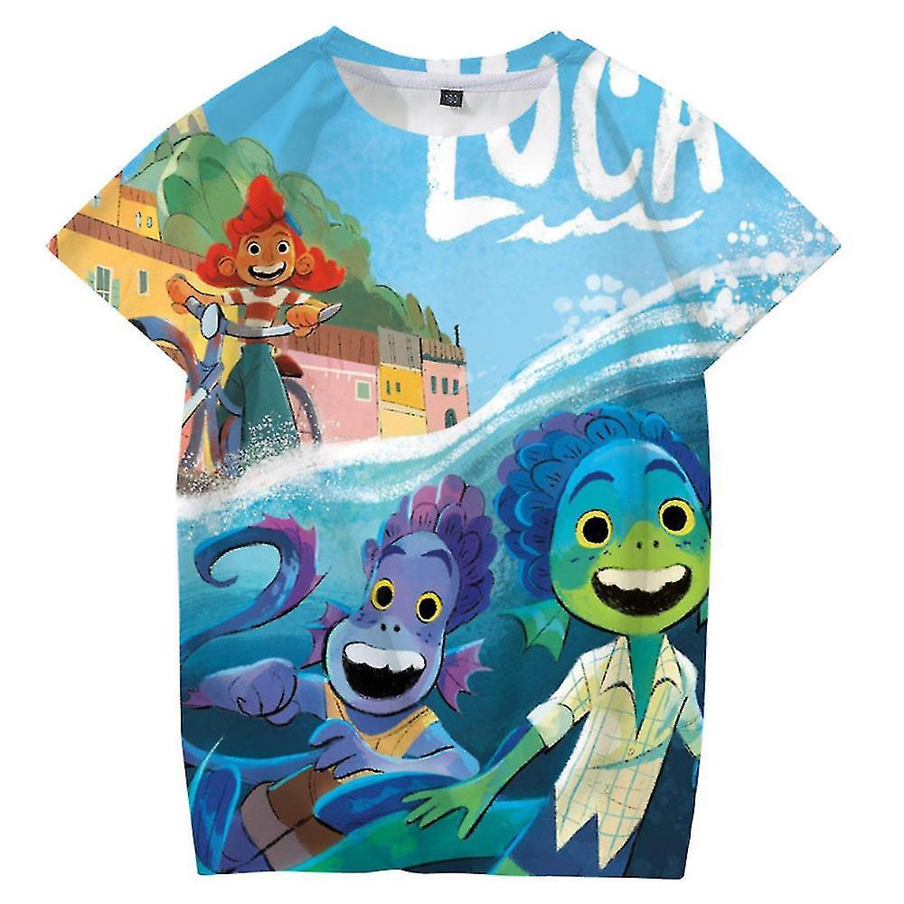 Jnnjv Kids Unisex Boys Girls Disney Luca T-shirt Short Sleeve Tops Tee Shirts B 4-5 Years