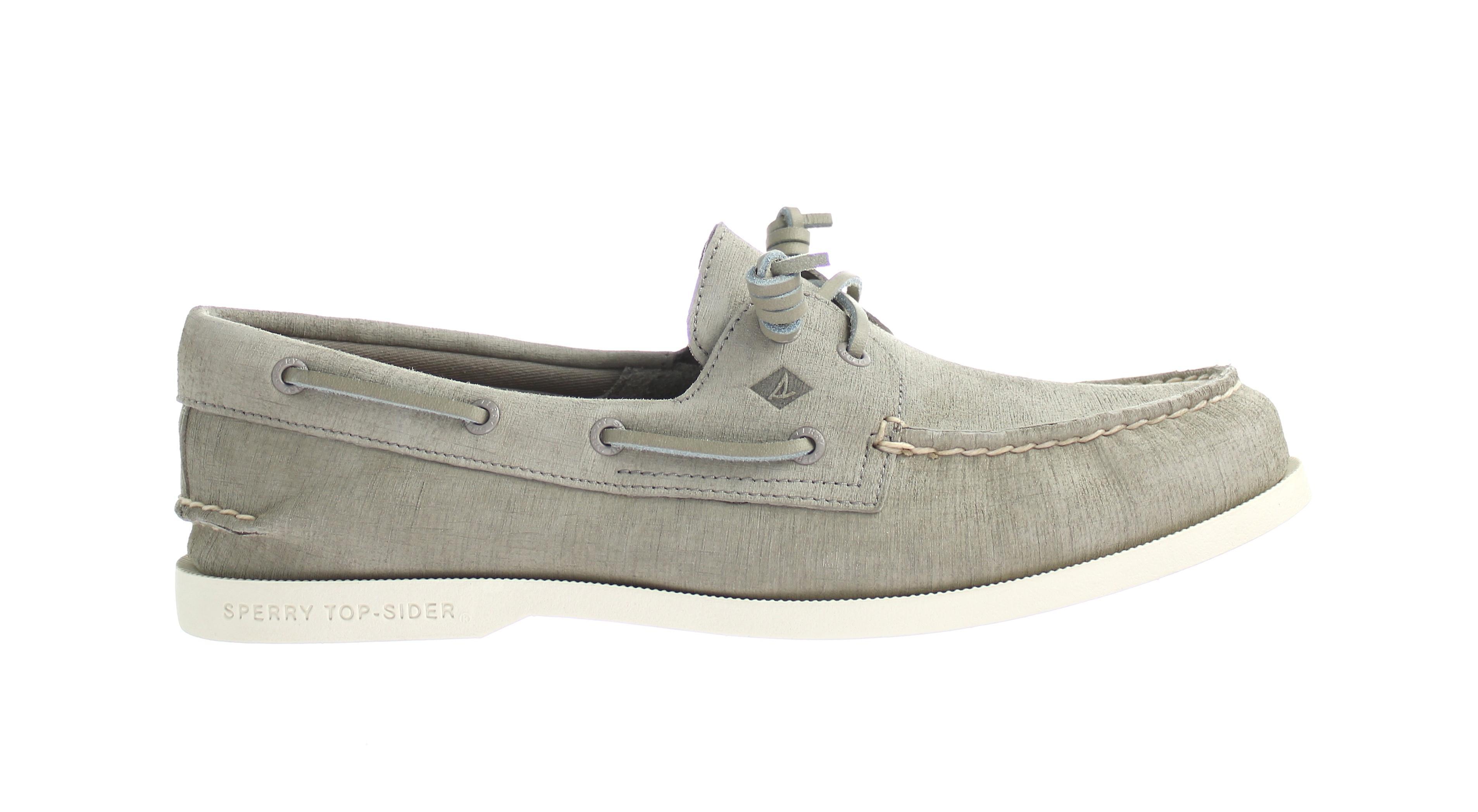 Sperry 2-Eye Plushwave Boat Slip-On Grey Nubuck Leather Womens Shoes STS86658 UK 5 EU 38 US 7.5