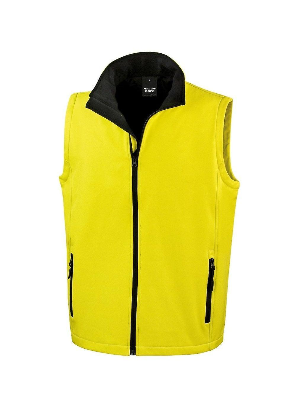 Men's Result Core Printable Softshell Bodywarmer R232M Yellow / Black 2xl