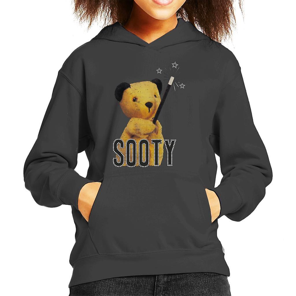 Sooty Retro Magic Wand Kid's Hooded Sweatshirt Charcoal Large (9-11 yrs)