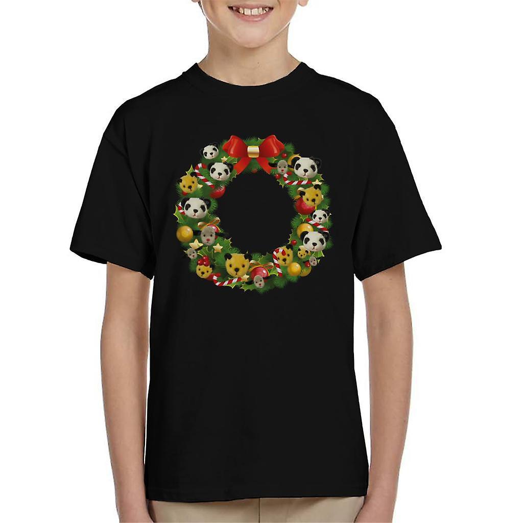 Sooty Christmas Wreath Kid's T-Shirt Black X-Small (3-4 yrs)