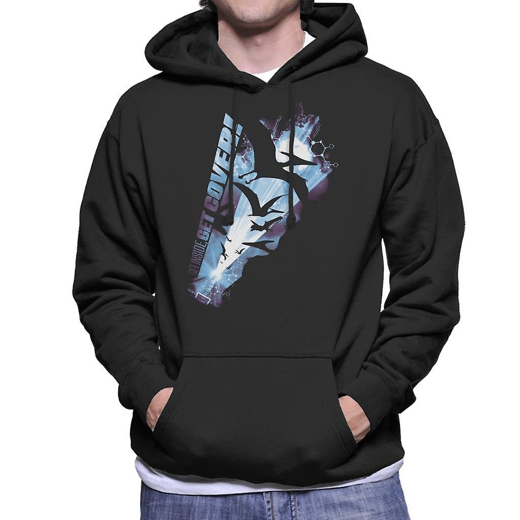 Jurassic Park Pteranodon Get Inside Get Cover Men's Hooded Sweatshirt Black XX-Large