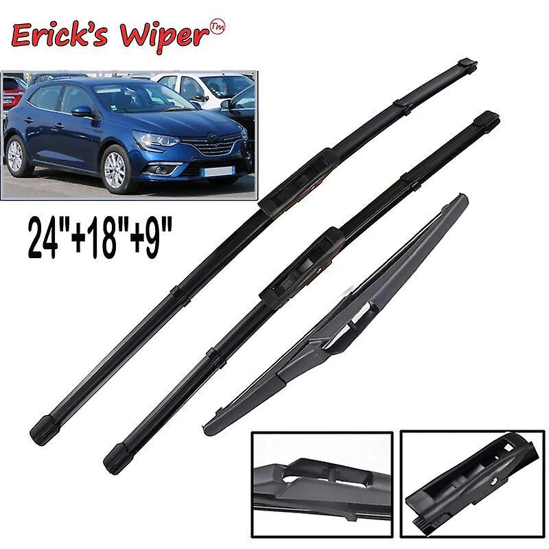 Redkid Wiper Front & Rear Wiper Blades Set For Renault Megane 4 2017 - 2023 Windshield Windscreen Window Rain Brushes 24"18"9"