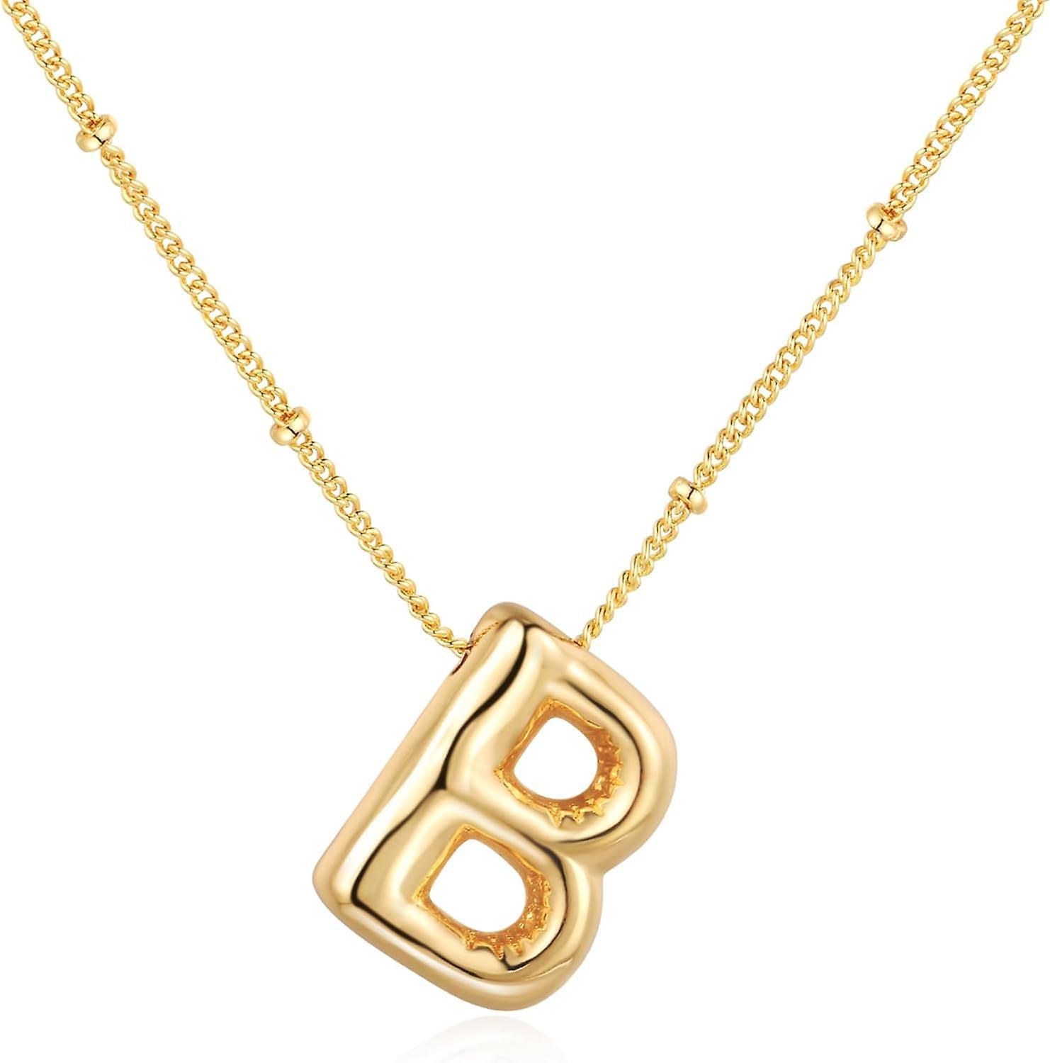 Morakot Bubble Letter Necklace Balloon Initial Necklaces For Women Girls Dainty Alphabet Pendant 14k Gold Plated Puffy Name Personalized Jewelry Gi...