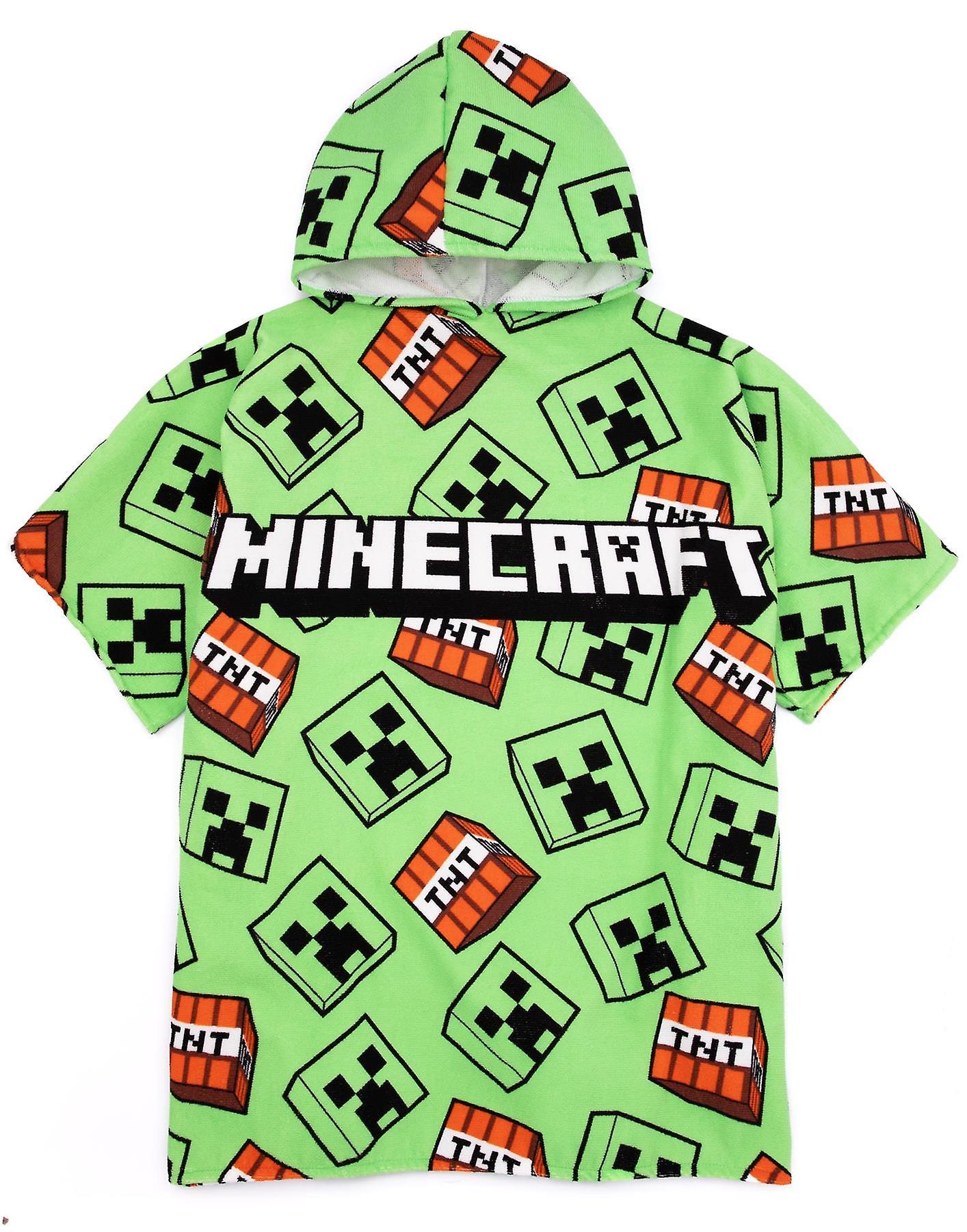 Minecraft Unisex Kids Poncho Towel Green - One Size