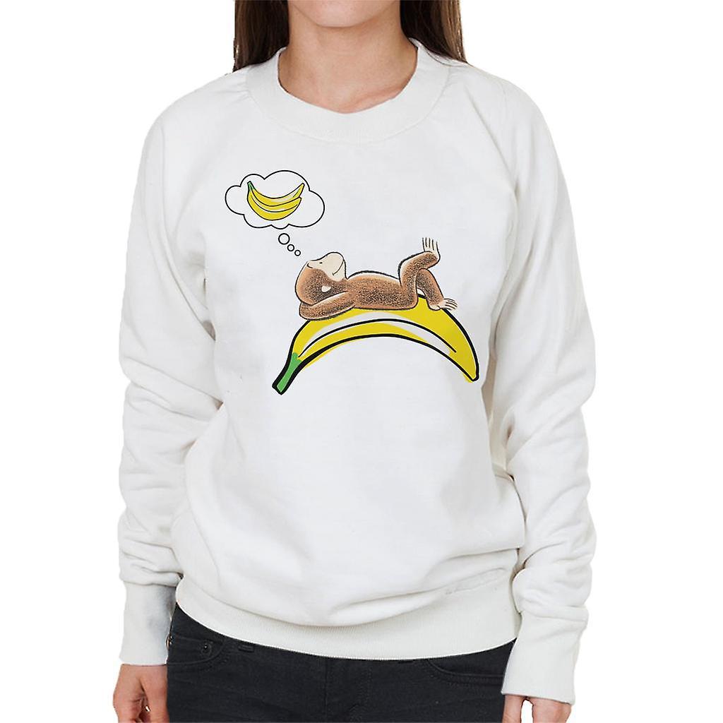 Curious George Dreaming Of Bananas Women's Sweatshirt White XX-Large