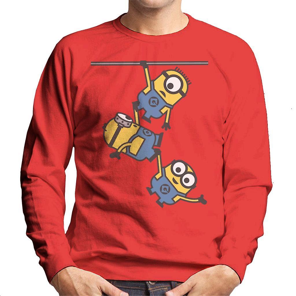 Despicable Me Bob Stuart And Dave The Minions Hanging Men's Sweatshirt Red Small