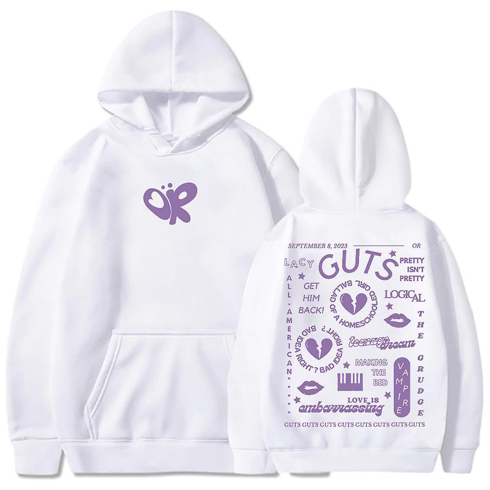 Unbrand Guts Olivia Rodrigo Hooded Sweatshirt Autumn And Winter +JXLGV White M