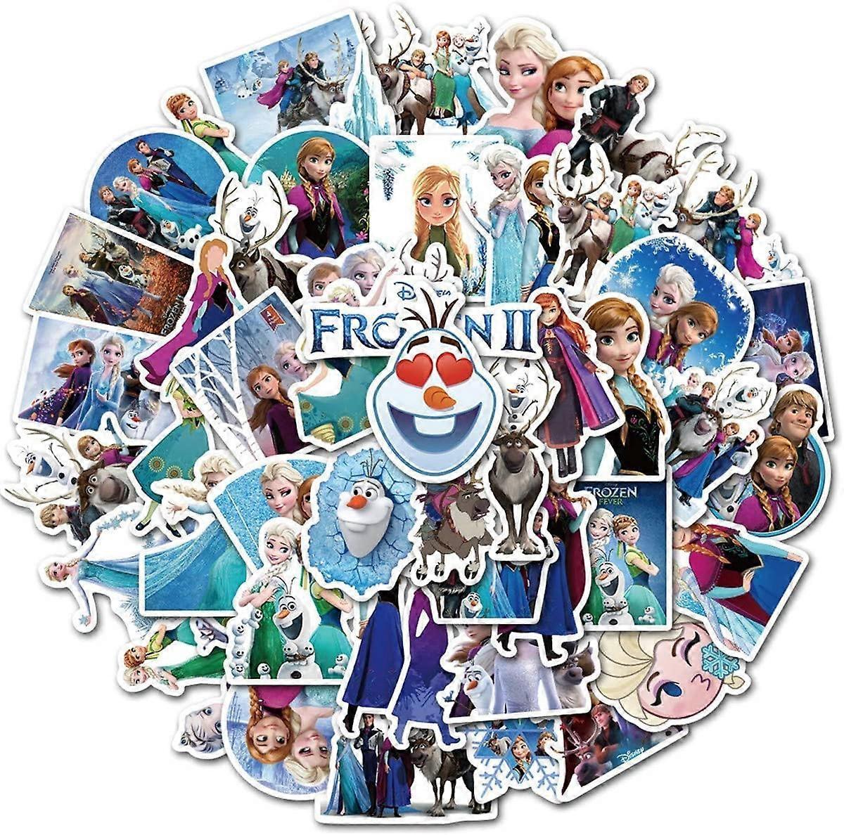 Ubiuo 50Pcs Frozen Stickers Waterproof Vinyl Stickers for Water Bottle Luggage Bike Car Decals Anime Stickers for Kids