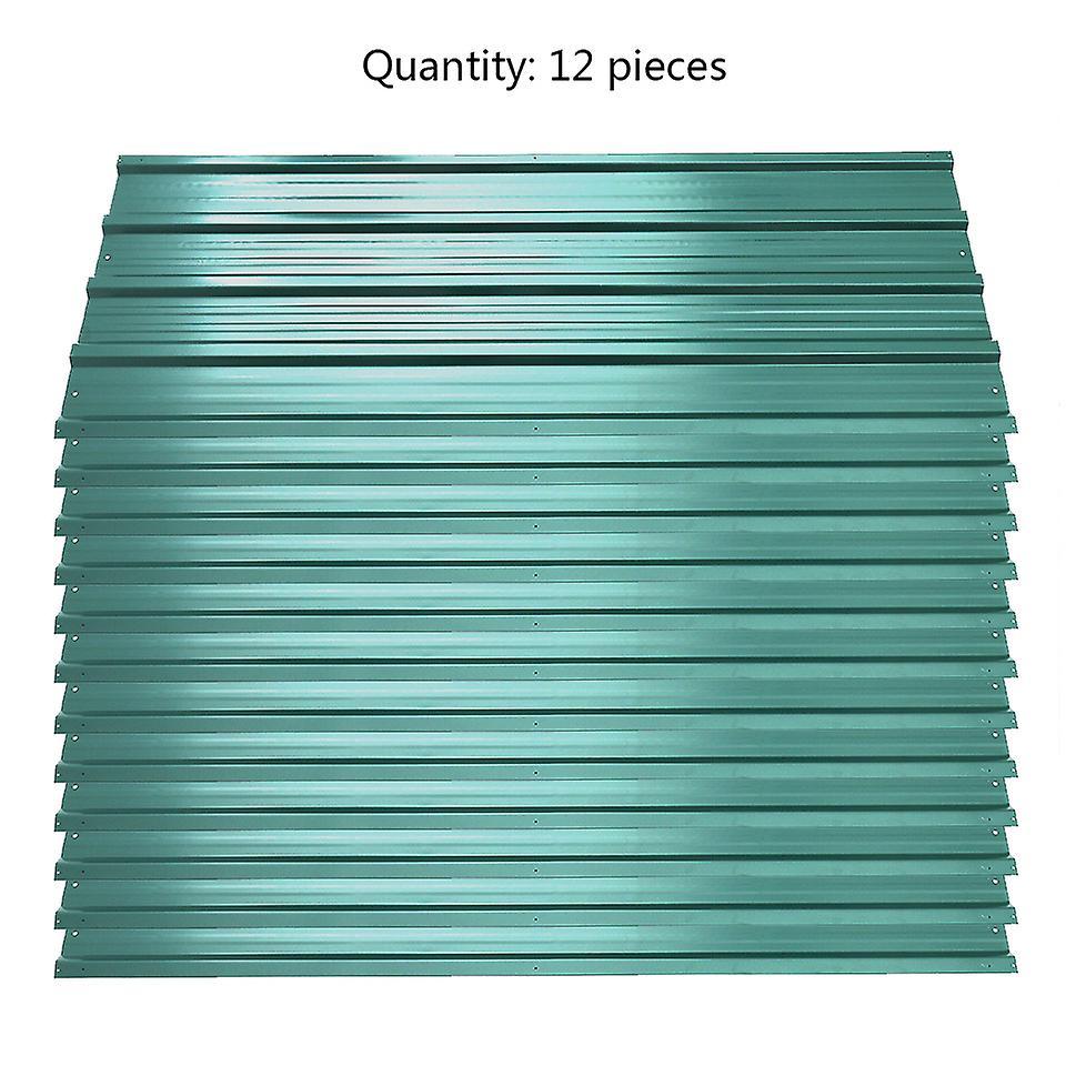 Living And Home 12pcs Metal Steel Corrugated Roof Sheets Roofing Cladding Garage, Green