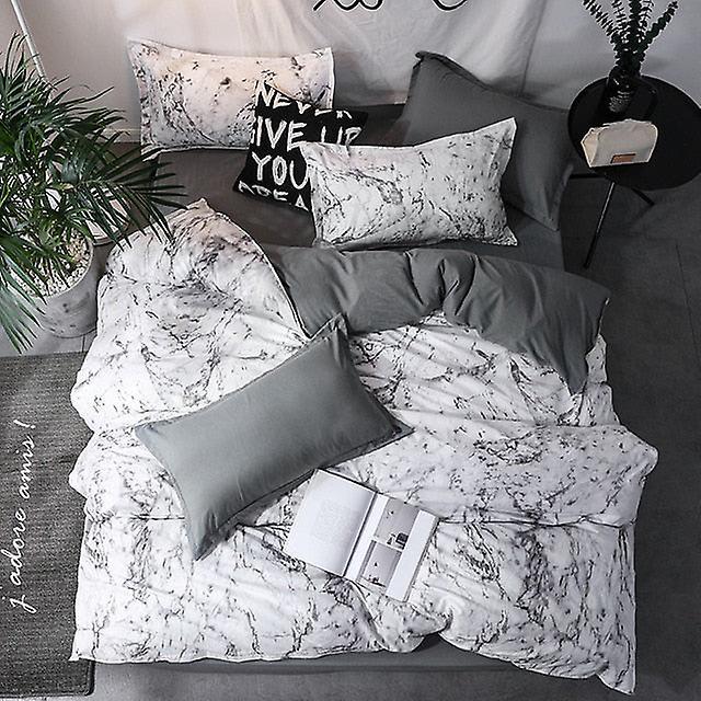 Slowmoose Classical Double-sided Bed Linings Concise Style 3pcs Bedding Set 135x200cm(3pcs) / Marble White