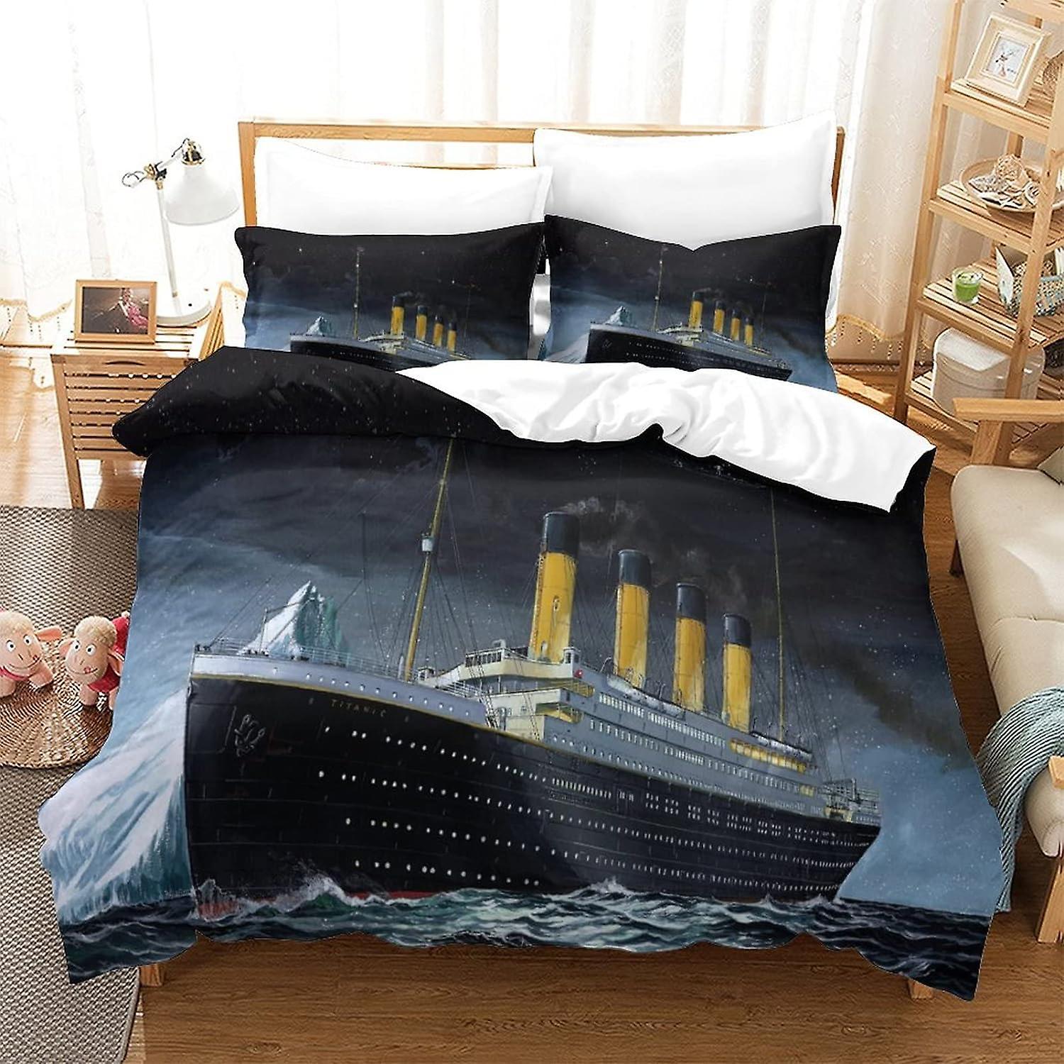 Kerota Titanic Duvet Cover for Kids Teens Bedroom Bedspread, Jack And Rose D Bedding Quilt Cover Bedspread, Soft Microfiber Bedding Set with Single...