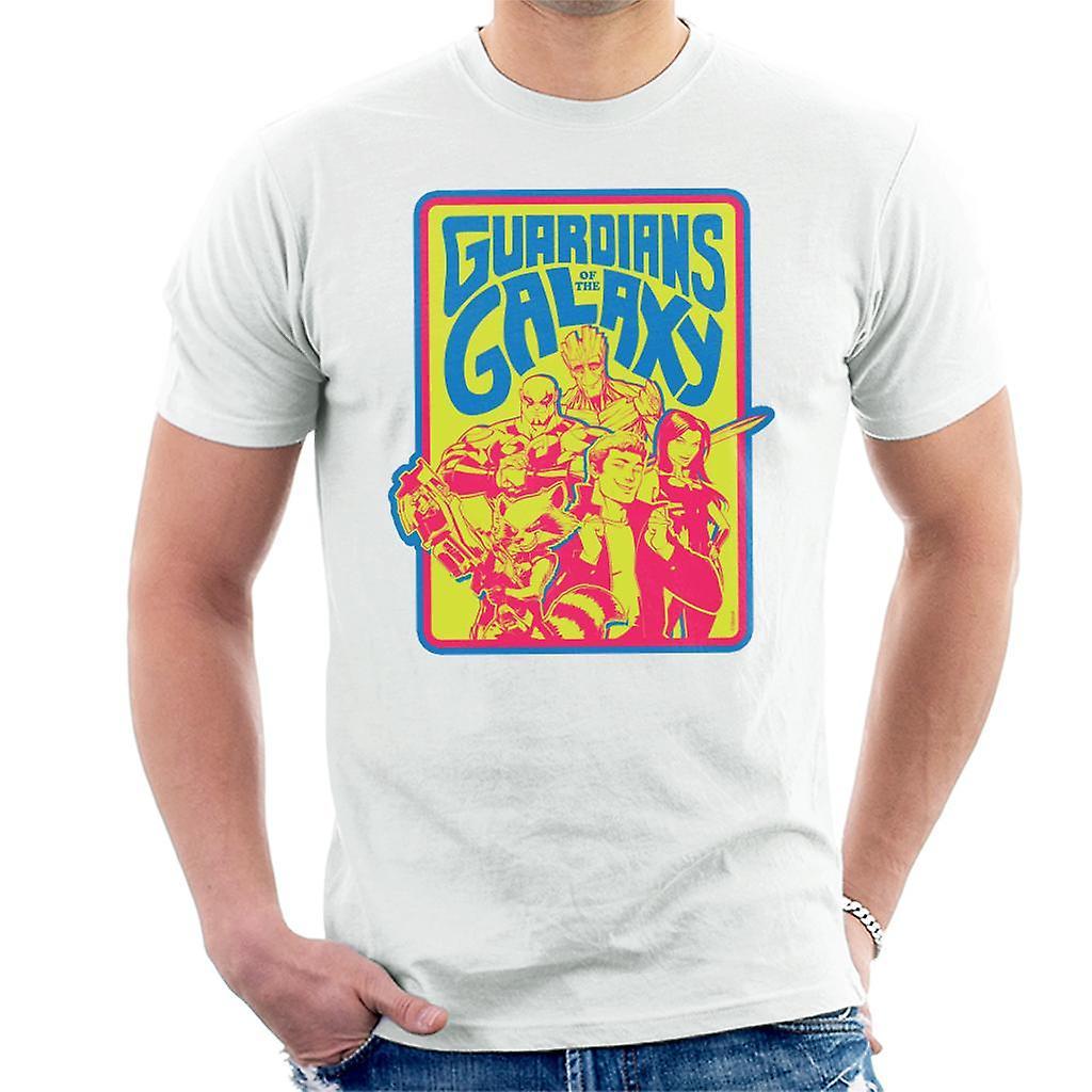 Marvel Guardians Of The Galaxy Retro 70s Men's T-Shirt White XX-Large