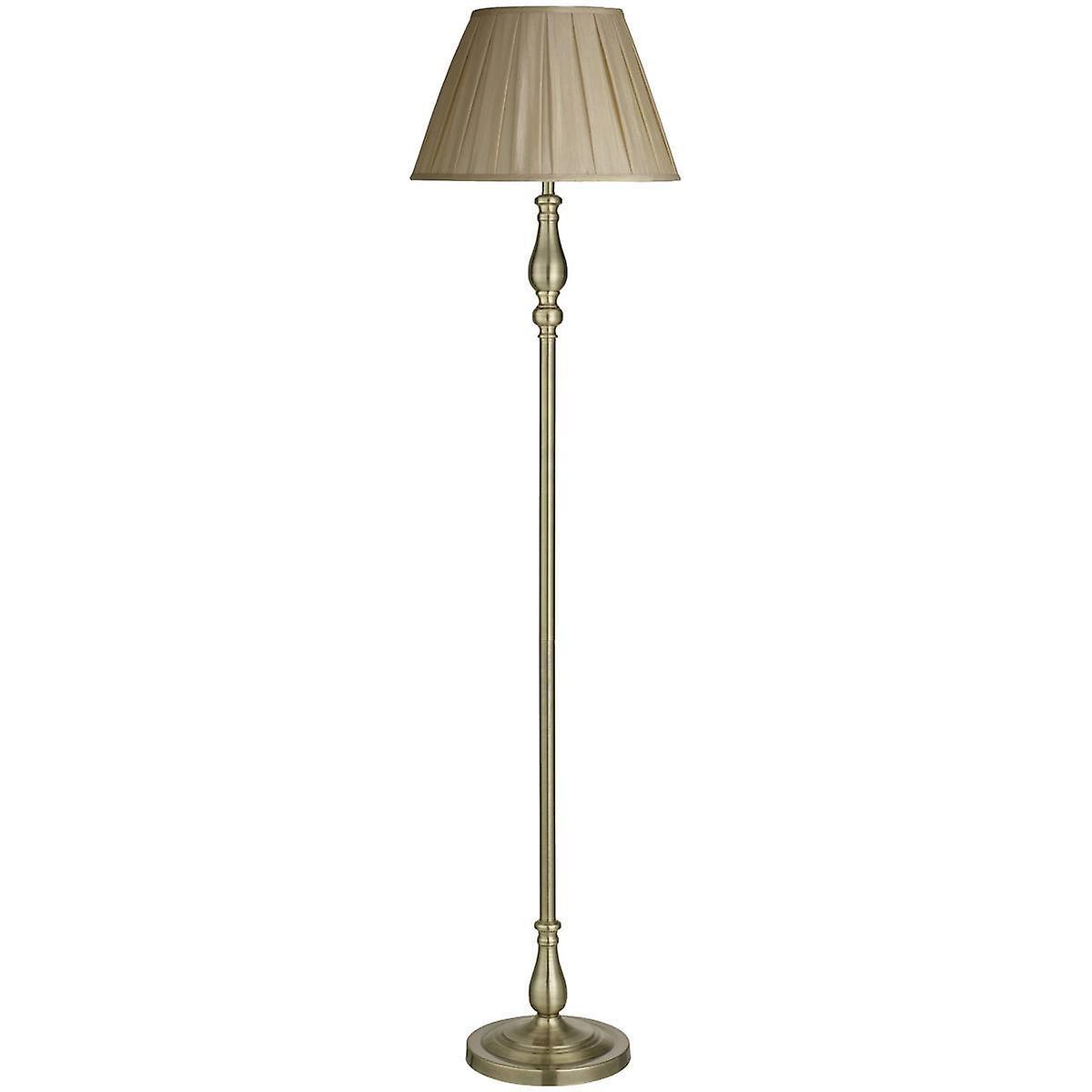 Searchlight Lighting Flemish 1 Light Floor Lamp Antique Brass with Pleated Fabric Shade, E27