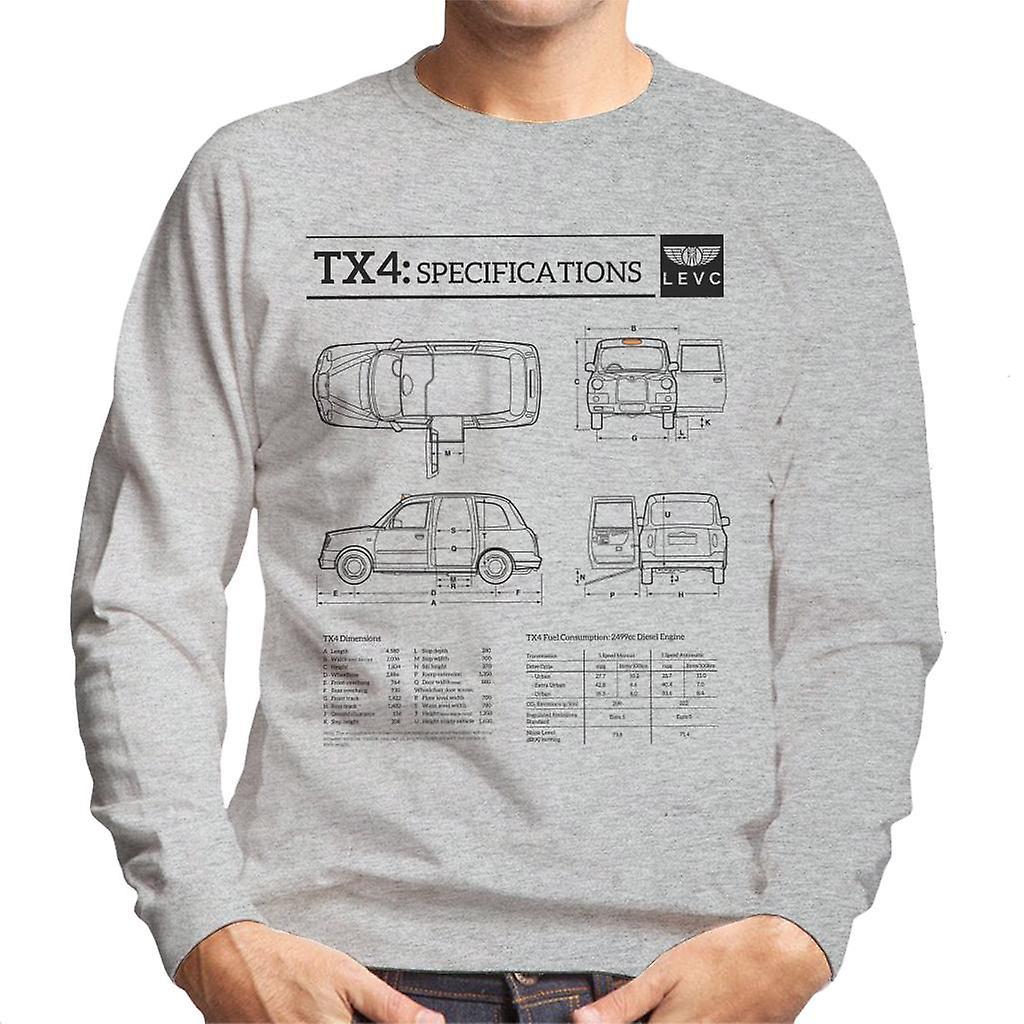 London Taxi Company TX4 Specifications Blueprint Men's Sweatshirt Heather Grey Small