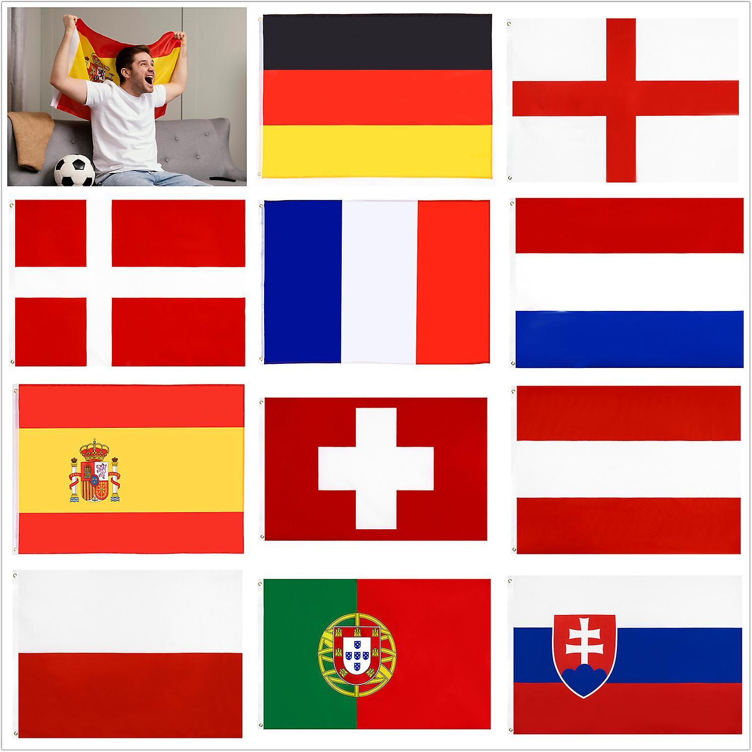 Longzhen 90 x 150cm Flag Bunting, EURO 2024 Football Championship Bunting Flags, for Garden, Bar, Party Decoration England